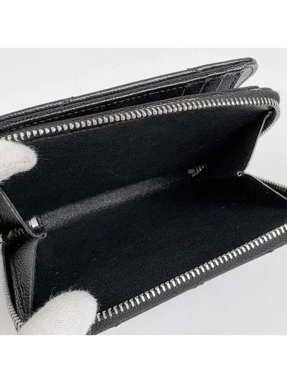 Saint Laurent Monogram Compact Zip Around Wallet Bifold Leather Black - Picture 6 of 8